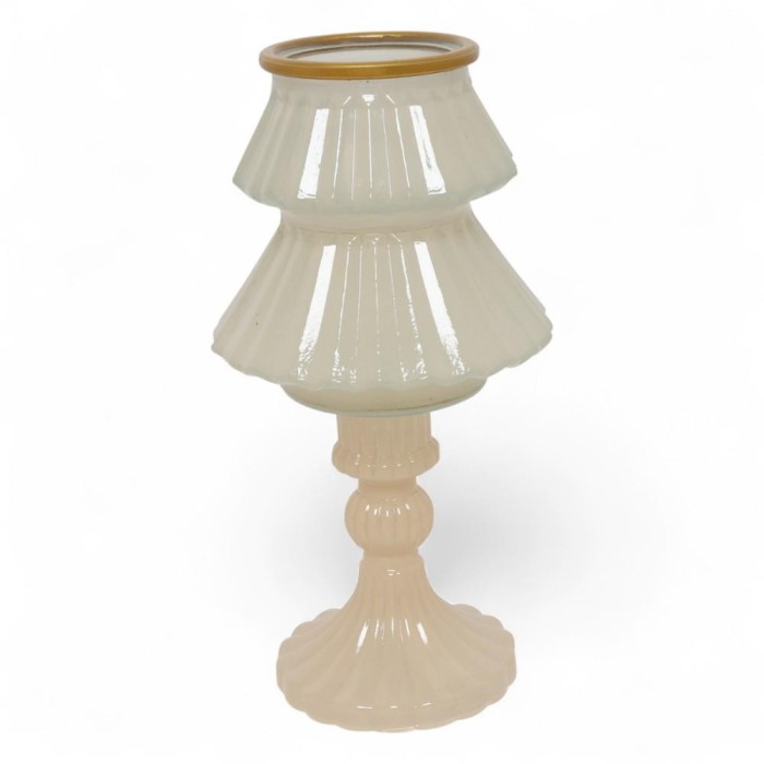 PORTACANDELA VETRO TALLINA CREMA H.20.5